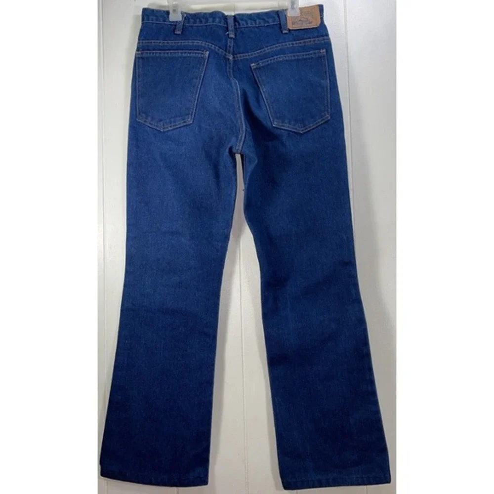 Vintage JCPenney Plain Pockets Mens 34x34 Dark‎ Wash Straight Leg Jeans USA Made